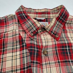 Carhartt Relaxed Fit Flannel Shirt Men's XL Red Plaid Button Down Long Sleeve